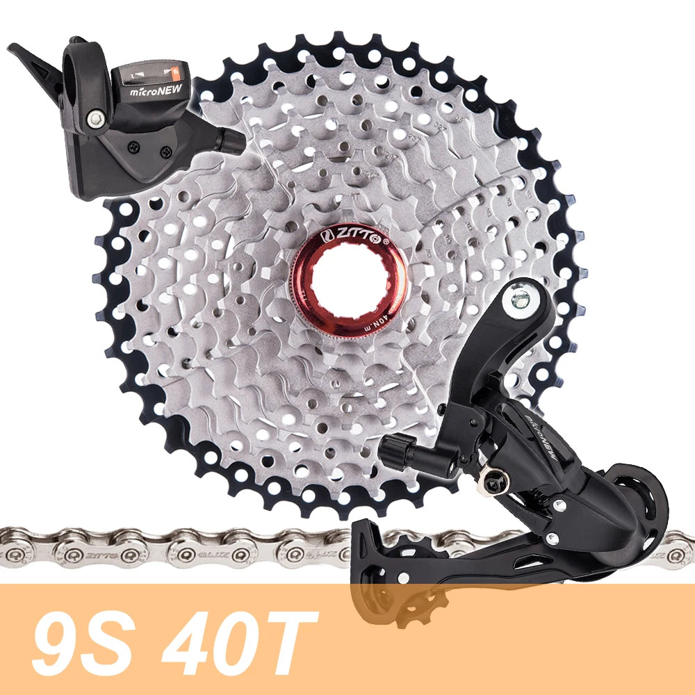 Mountain Bike Chain 9 Speed Bicycle Groupset Shifter Derailleur HG Hub