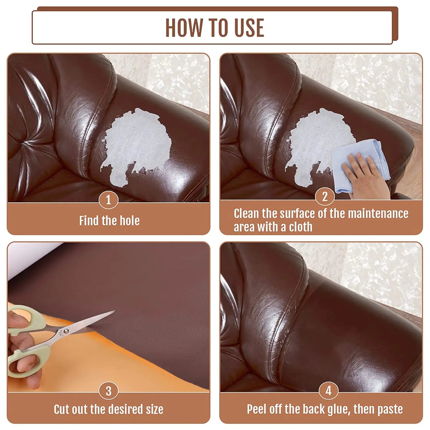 Self Adhesive Leather Patch Repair Tape for Sofa Seat Furniture Fix