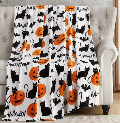 1PC Black Bat Fleece Blanket Soft Halloween Flying Bats Gift