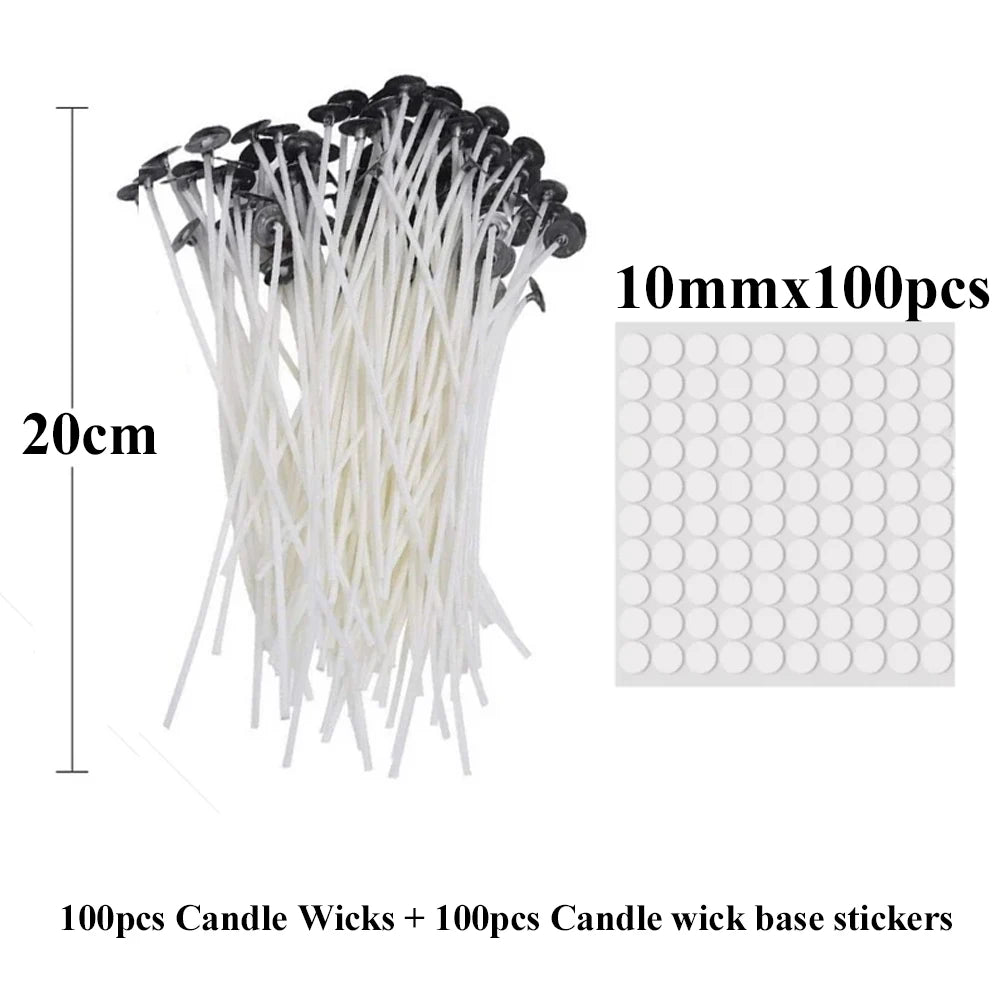 Candle Wicks Pre Waxed with Sustainers Long Tabbed for Craft Making 100pcs