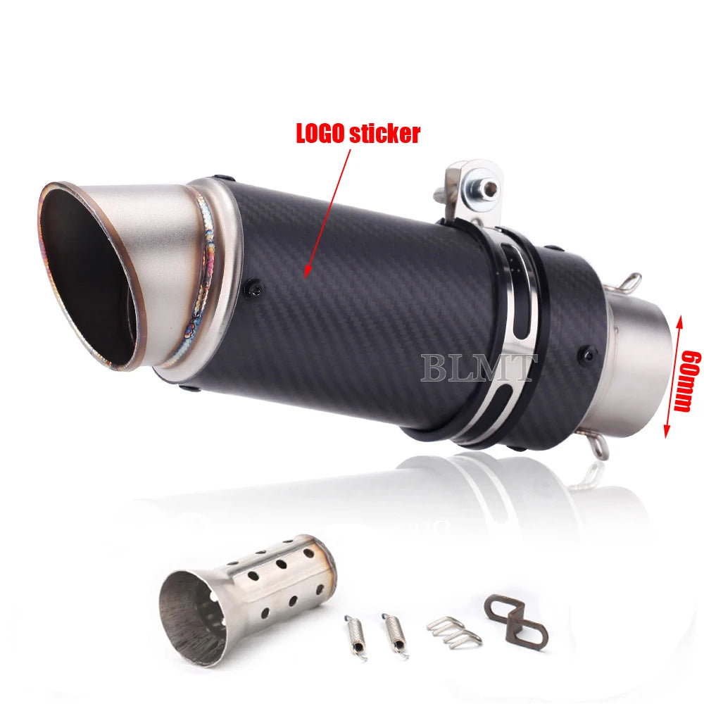 Universal Stainless Steel Slip-On Exhaust Muffler Carbon Look with DB Killer 51-60mm