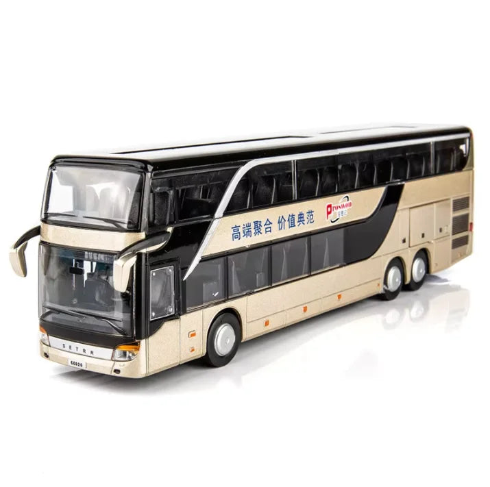 Toy Sound Light Double Decker Bus Kids Die Cast Pull Back Red Car