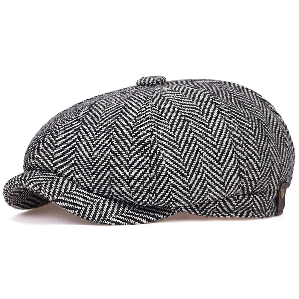 British Retro Hat Beret Men Casual Octagonal Cap for Spring Autumn