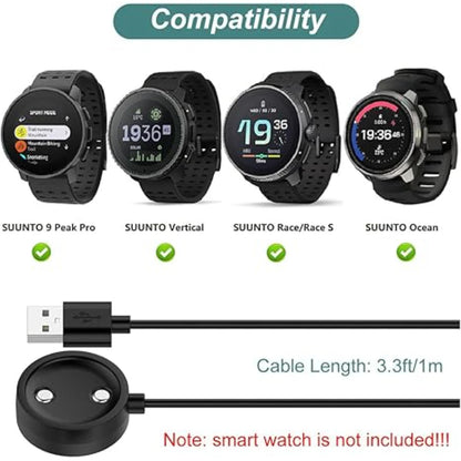 USB Charger Cable for Suunto 9 Peak Smart Watch 100CM Replacement