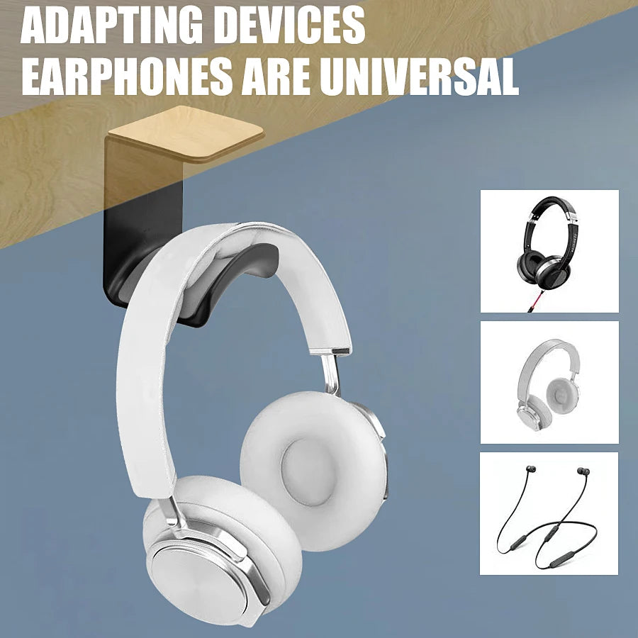 Universal Headphone Stand Wall Mount Holder Adhesive Under Desk Hanger