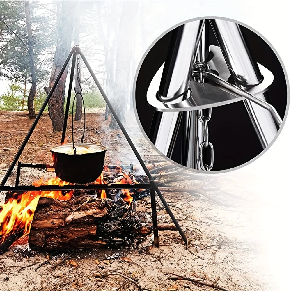 Camping Tripod Rack Detachable Outdoor Cooking Campfire Grill Equipment