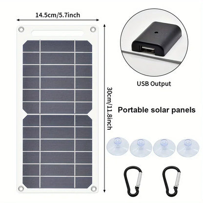 12V Phone USB Charger Solar Panel Portable Outdoor Camping Power Bank