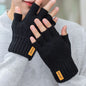 Knitted Gloves Fingerless Winter Warm Thermal Mittens for Men Women Unisex