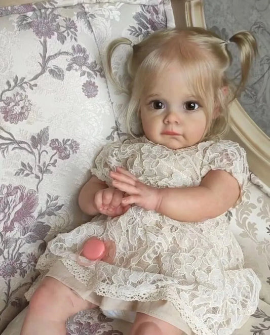 60CM Maggie Handmade High Quality Soft Vinyl Silicone Reborn Toddler Detailed Lifelike Hand-rooted hair Collectible Art Doll-EXPROTAS