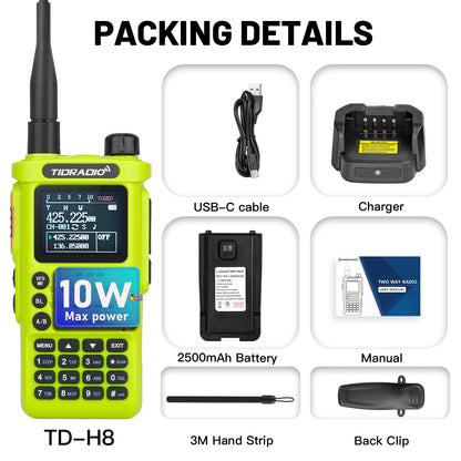 TIDRADIO 2nd Gen TD-H8 10W Professional Walkie Talkie Portable Long Range Radio Phone Wireless Programmable Search Repeaters-EXPROTAS