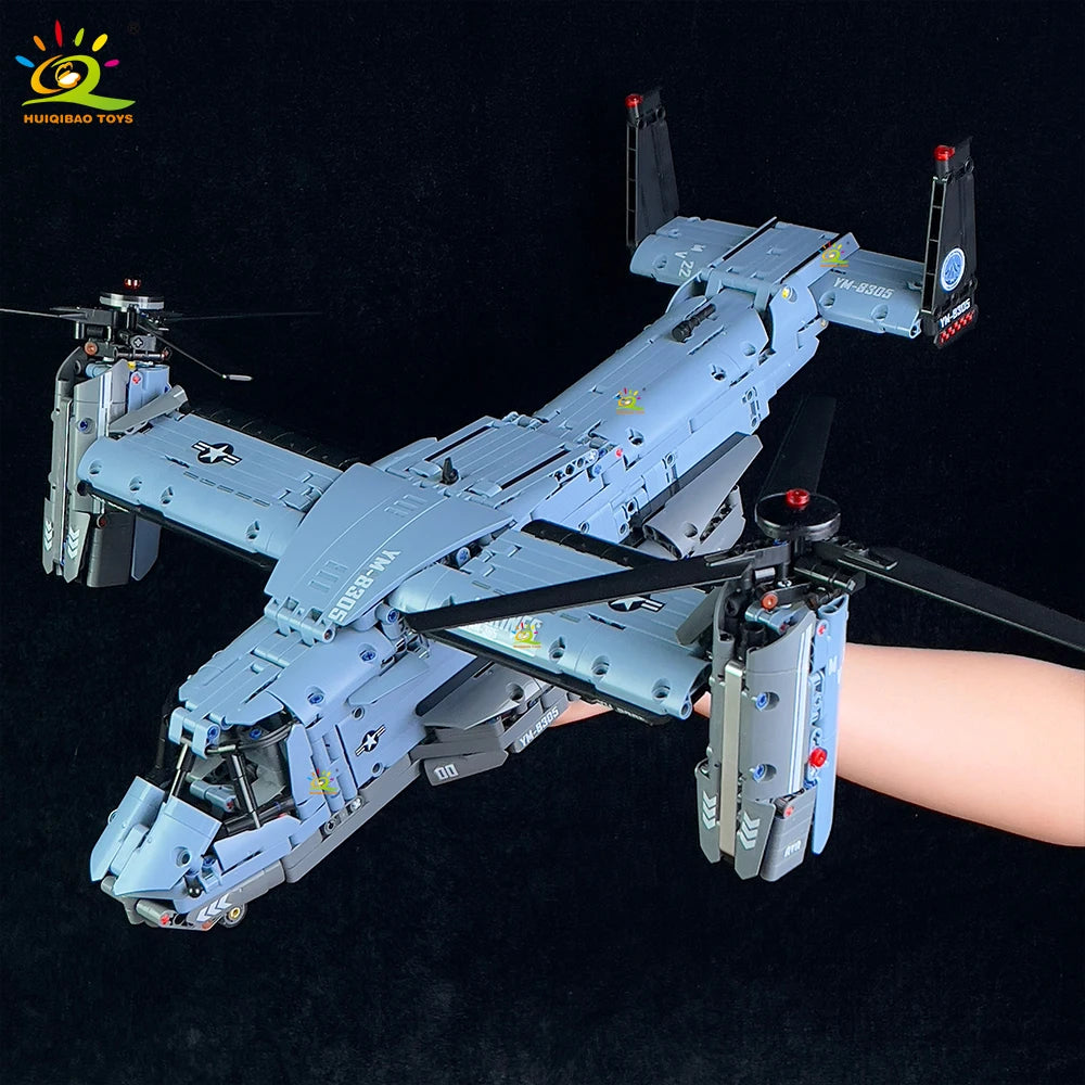 1389PCS Building Block V-22 Tiltrotor Helicopter Model Toy Set