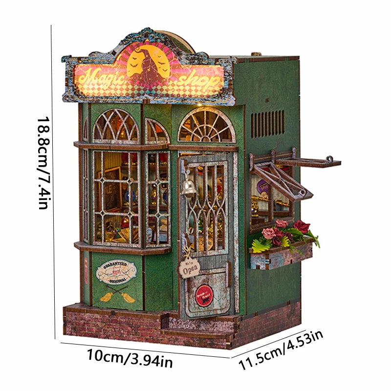 DIY Wooden Book Nook Mini Dollhouse 3D Puzzle Kit Bookshelf Insert Decor Gift - EXPROTAS