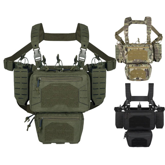 YAKEDA Tactical Chest Rig Vest Modular Molle w/ Mag Pouch Laser-Cut Adjustable
