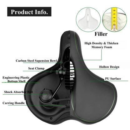 Comfort Wide Bicycle Seat Replacement Bike Saddle for Men Women Indoor Outdoor