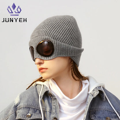 Winter Warm Beanie Hat Windproof Knitted Ski Cycling Cap for Men Women