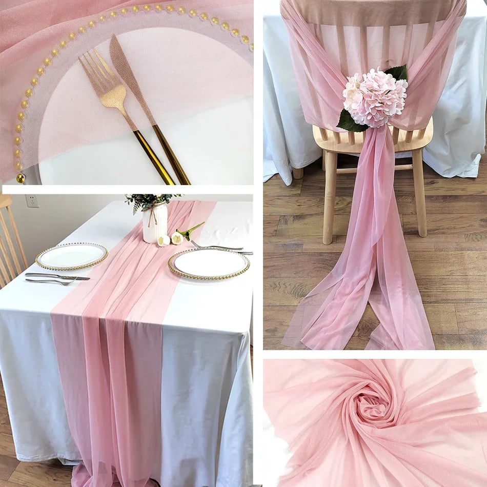 Chiffon Table Runner Wedding Event Decor Various Colours Home Runners
