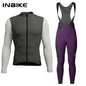 INBIKE Mens Winter Cycling Jersey Bib Tights Set Fleece Road Bike Pockets