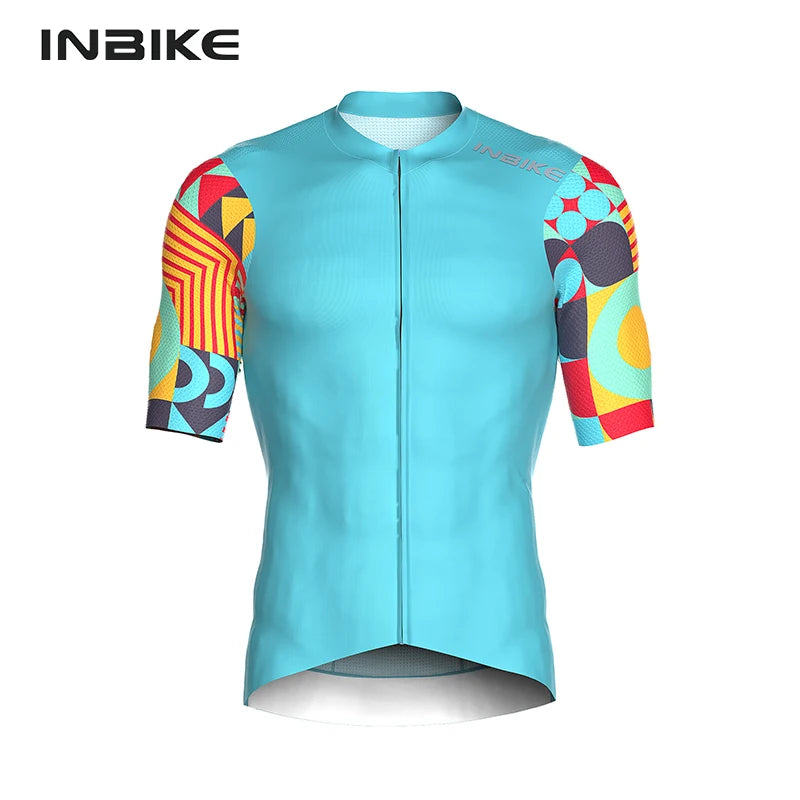 Quick Dry Cycling Jersey INBIKE Mens Short Sleeve Summer Full Zip 3 Pockets