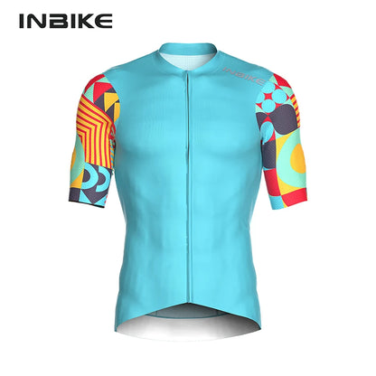 Quick Dry Cycling Jersey INBIKE Mens Short Sleeve Summer Full Zip 3 Pockets