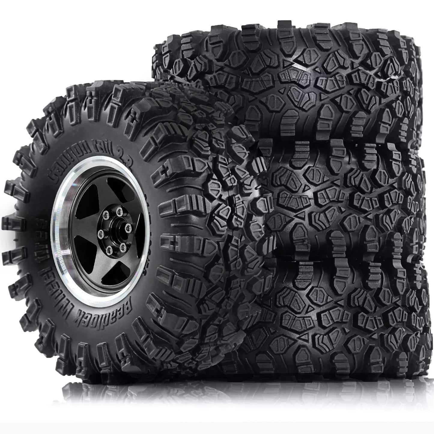 2.2 RC Crawler Tires & Metal Beadlock Wheels 4pcs for 1/10 1/8 SCX10 TRX4