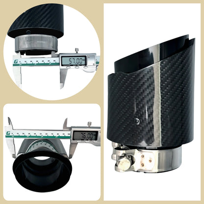 Carbon Throat Muffler Tip | Bright Black Twill Stainless Steel Exhaust Tip