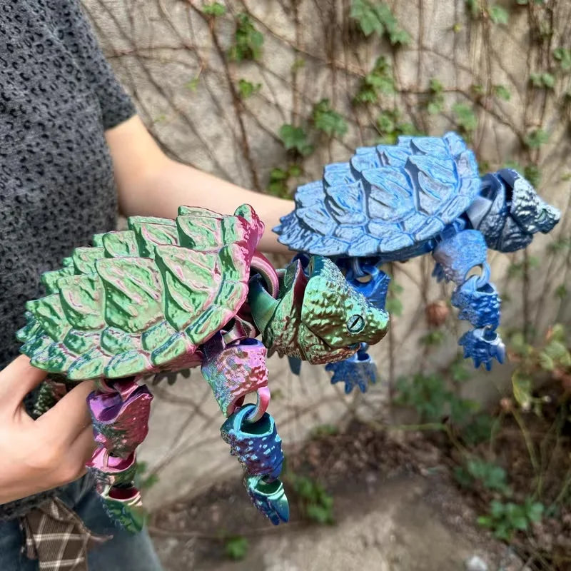 New 3D Printed Alligator Snapping Turtle with Flexible, Movable Joints And an Open Mouth - A Popular Gift And Desktop Ornament