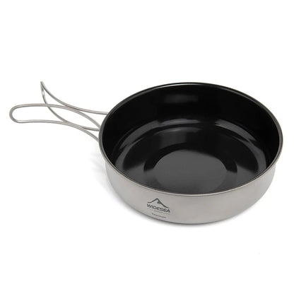 Widesea Camping Tableware Titanium Cookware Set Tourism Cauldron Outdoor Cooking Pot Frying Pan Picnic Kitchen Hiking Trekking-EXPROTAS