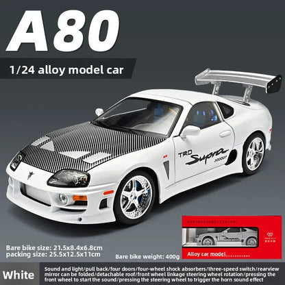 1:24 Fast & Furious Supra Alloy Diecast Sports Car Model, Pull Back Toy with Light & Sound Collectible Gift for Car Fans