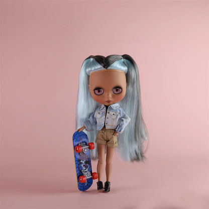 ICY DBS Blythe Doll Black Skin Joint Body Colourful Hair 1/6 BJD Dress Up