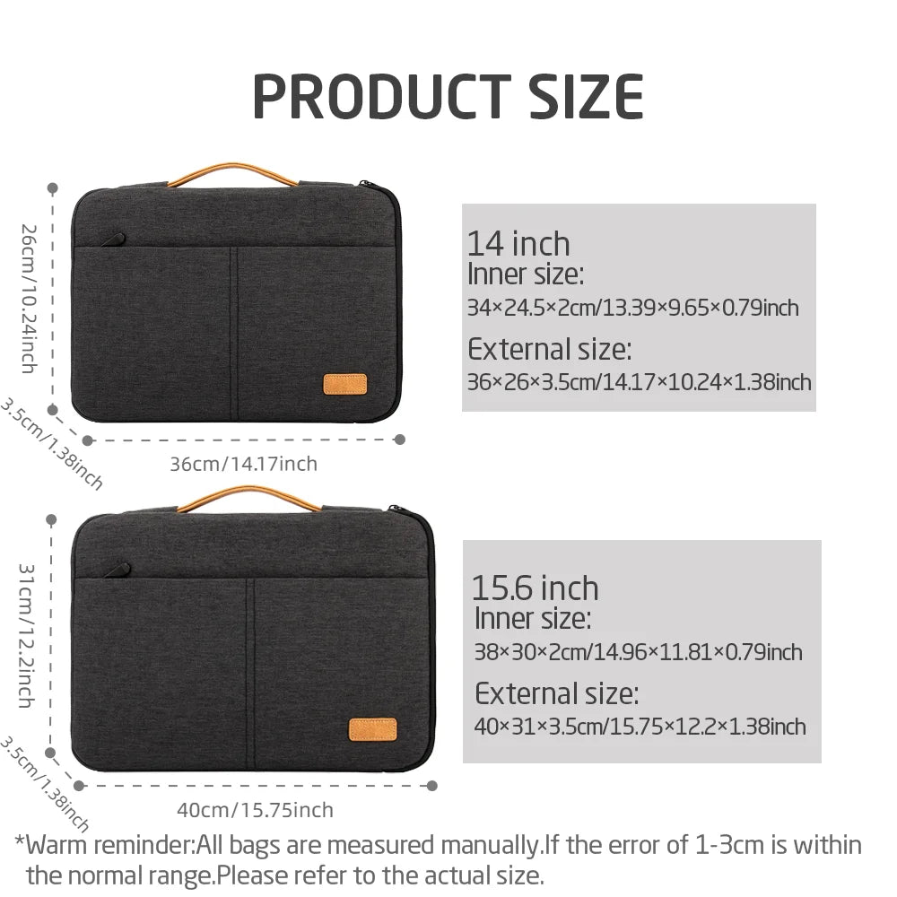 Laptop Sleeve Bag 14-15.6 Inch Shockproof Case for Macbook Dell HP Acer