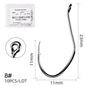 10Pcs Fishing Hooks Barbed Carbon Steel Circle Hook 6/0-10 Catfish Tackle