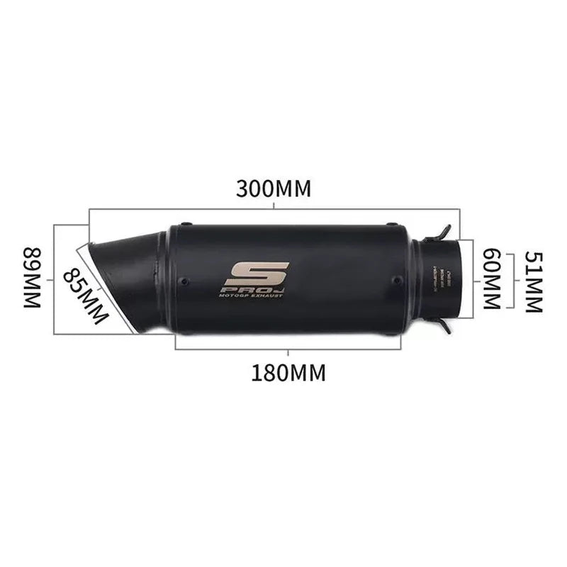 51/60mm Motorcycle Exhaust Pipe | Straight-Through Muffler for Honda/Yamaha
