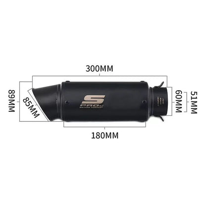 51/60mm Motorcycle Exhaust Pipe | Straight-Through Muffler for Honda/Yamaha