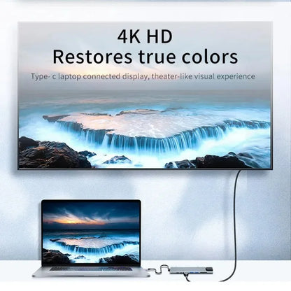 4K HDMI Adapter USB C Hub 8In1 with RJ45 SD TF Card Reader PD Charge