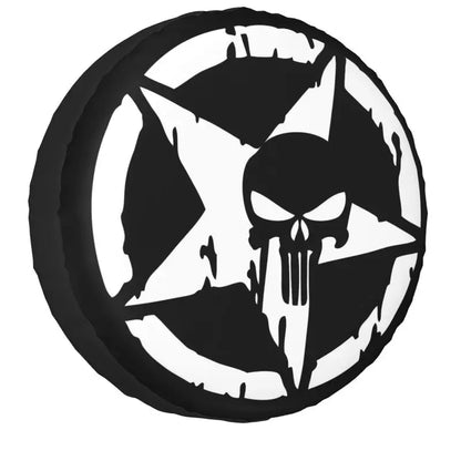 Military Tactical Skull Star Spare Tire Cover Dust-Proof Wheel Tire Cover Protector for Jeep SUV RV Trailer Car 14 15 16 17 Inch-EXPROTAS