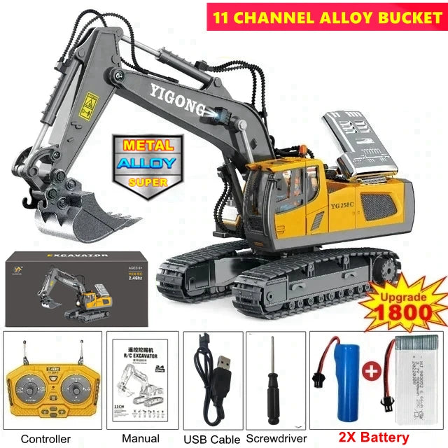 4WD RC Remote Control Excavator Truck Crawler Bulldozer Toy Vehicle