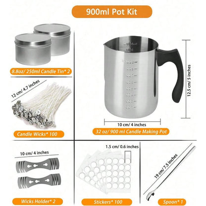 Candle Wick Holder Making Supplies for DIY Candles Wax Pouring Pot 900ml