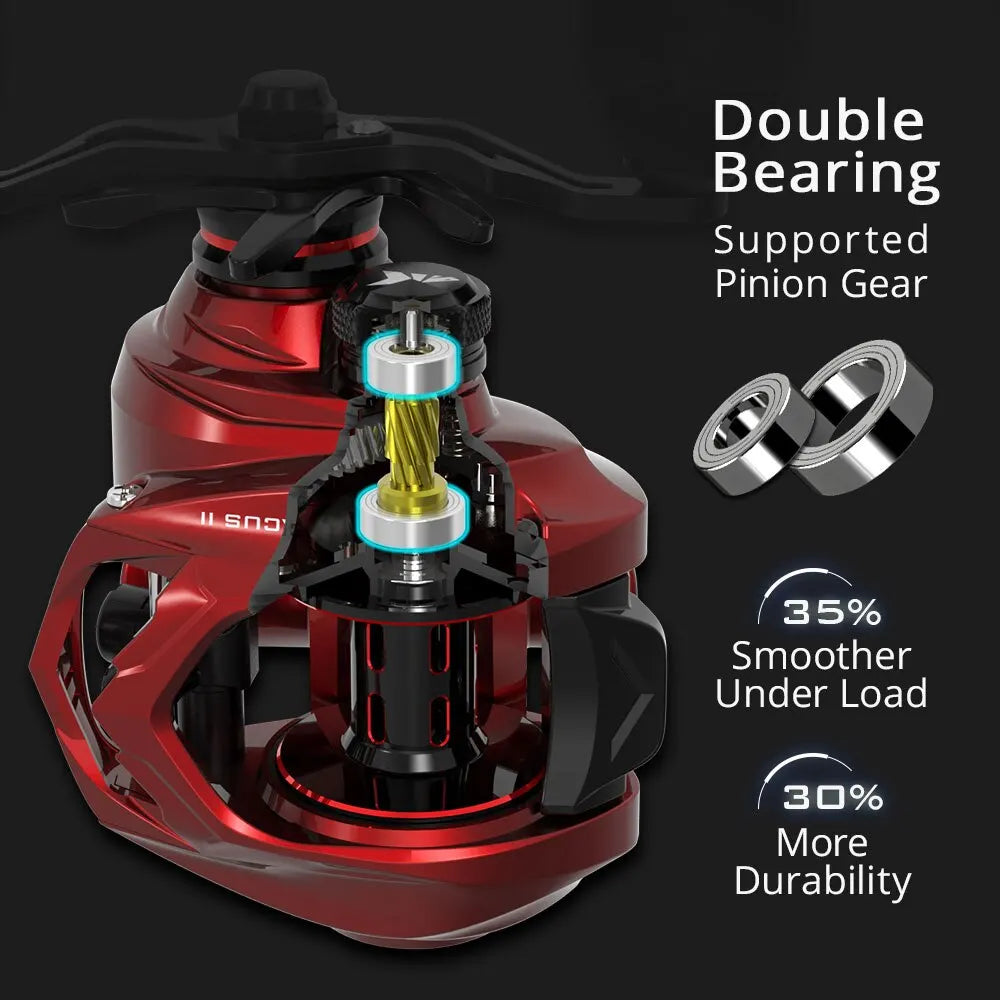 Red Baitcasting Reel KastKing Spartacus II 8kg Drag 7+1BB Fishing Reel