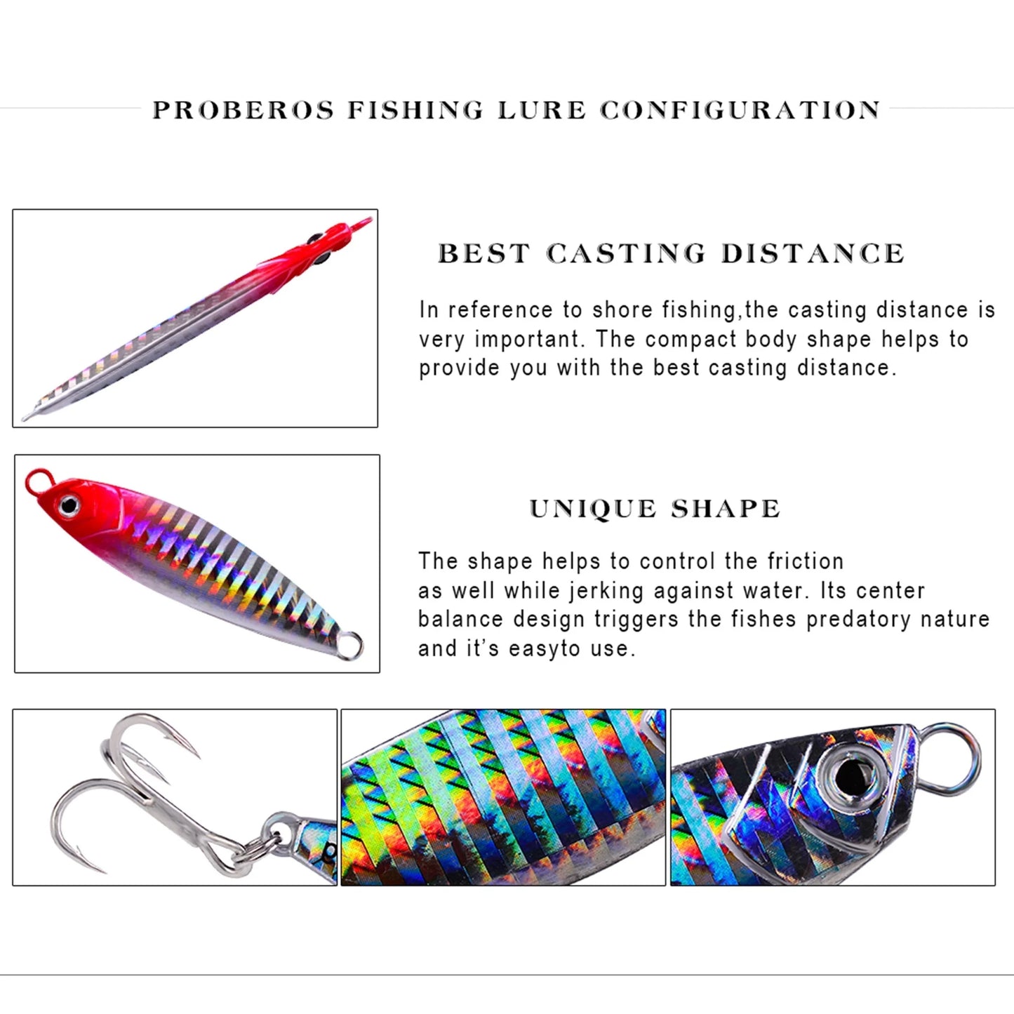 Aorace 5Pcs Metal Jig Lure Cast Spoon 10G 20G 30G 40G Artificial Bait Shore Fishing Jigging Metal Bass Fishing Lure With box