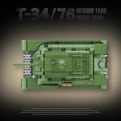 WW2 Soviet T-34 Medium Tank Building Blocks Military Brick Model Toy Set