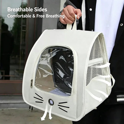 Breathable Travel Bag Carrier Backpack for Cats & Small Dogs Transparent