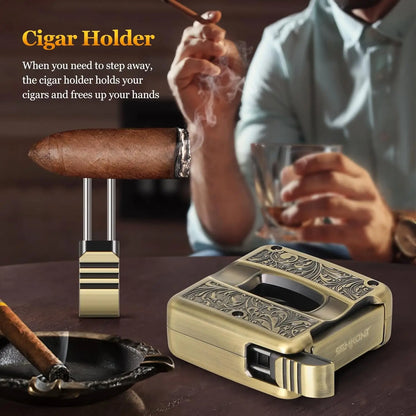 Cigar Punch Holder Cutter 4 in 1 Stainless Steel Portable Tool for 60 Ring Gauge