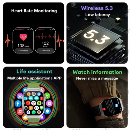 LAXASFIT Smart Watch Heart Rate Monitor 2.01 Inch Touch Screen for Men Women