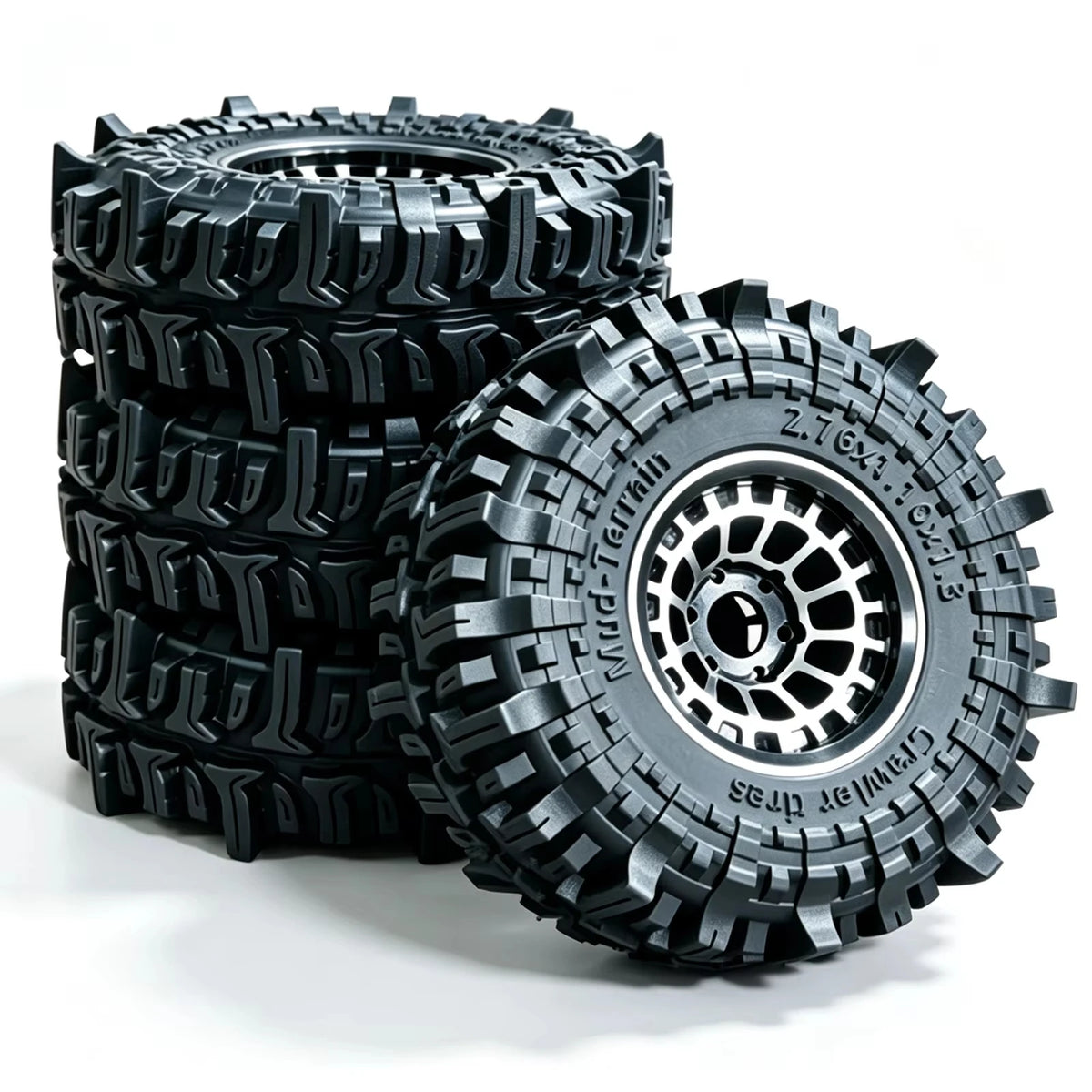 4PCS Beadlock Wheel Tyres for RC Crawler 1/18 TRX4M SCX24 FCX24