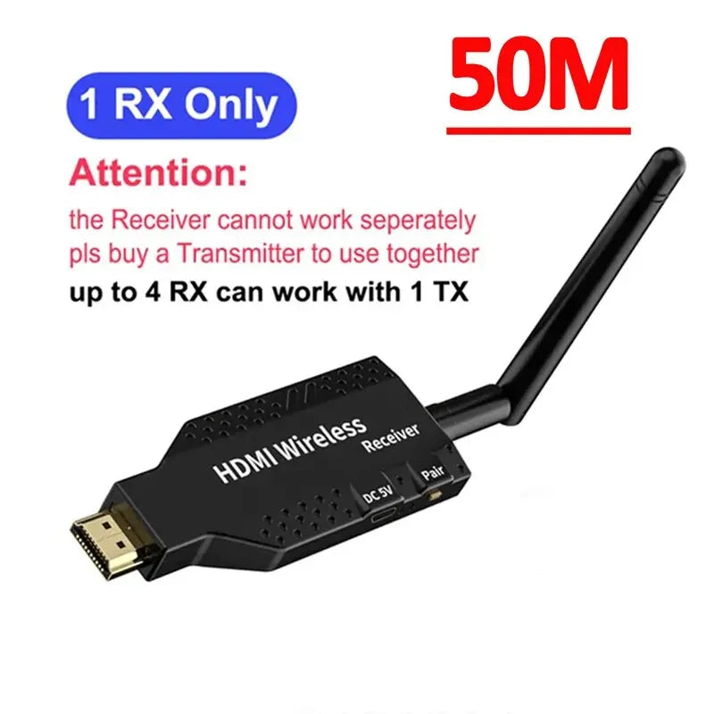 1080P 150m Wireless HDMI Extender 1 TX to 4 Splitter Video Transmitter Receiver for PS4 Camera Laptop PC to TV Monitor Projector-EXPROTAS