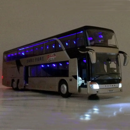 Toy Sound Light Double Decker Bus Kids Die Cast Pull Back Red Car