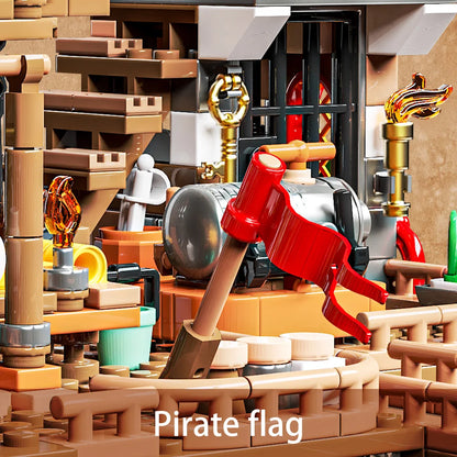 Pirate Ship Building Toys, Pirate Wharf Themed City Store Building Bricks Sets for Boys Age 8-12,868 Pieces, Advent Calendar-EXPROTAS