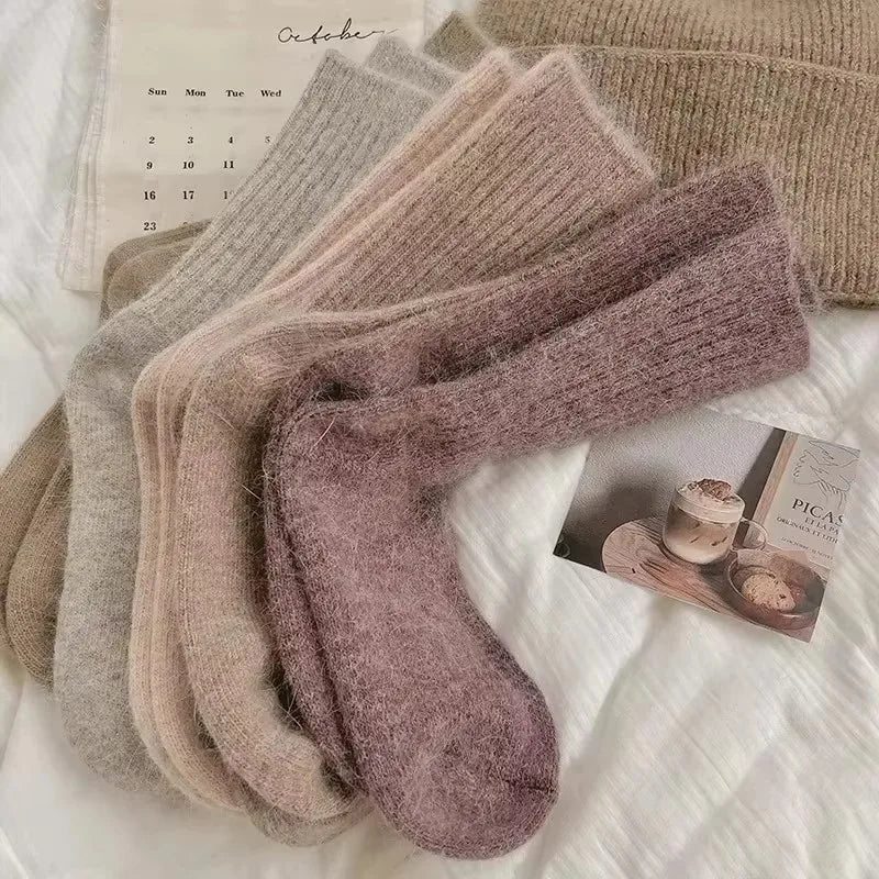 Winter Cashmere Wool Socks Women Thick Thermal Long Warm Boot Sox