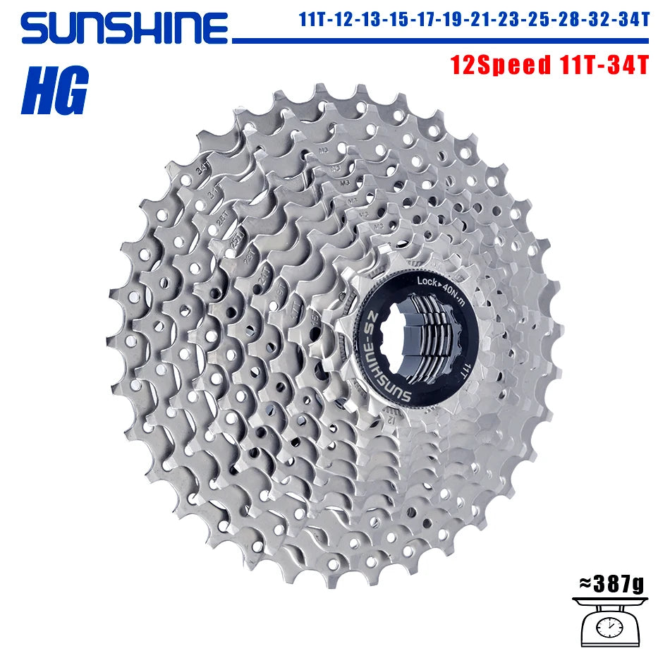 SUNSHINE Road Bike Cassette for Shimano HG 8–12 Speed Multiple Ratios - EXPROTAS