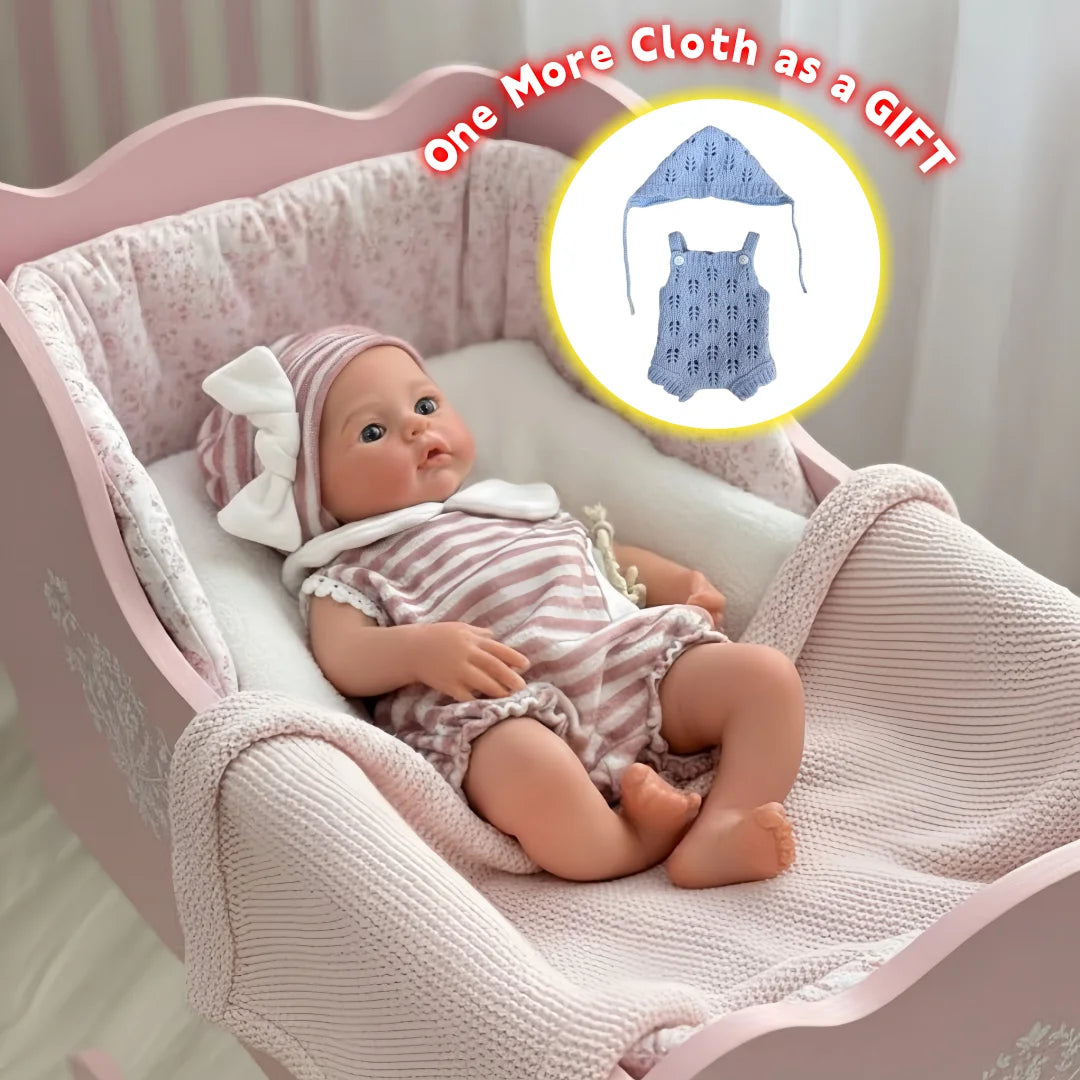 25cm Meadow Silicone Reborn Girl Doll Open Mouth Washable Painted 2 Outfits